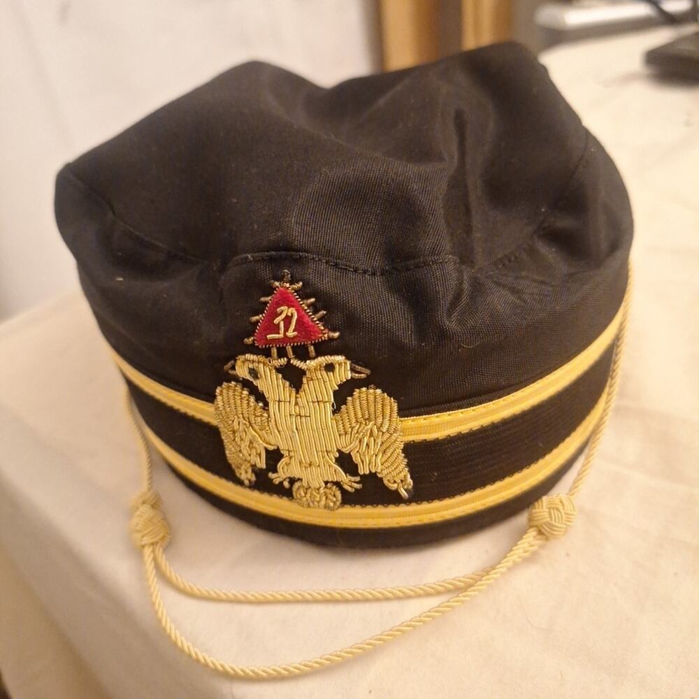 Masonic 32nd Degree Vintage Double Eagle Scottish Rite Hat Cap antique Size 7